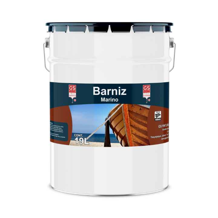 Barniz Marino Alquídico para Madera Exterior – GS Pinturas Finas Barniz Marino GS en cubeta 19 litros para protección de madera en exterior – GS Pinturas Finas