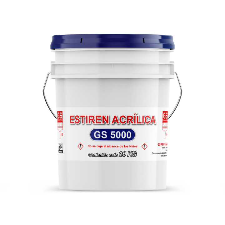 GS-5000 Estiren Acrílica copolímero arquitectónico base agua en cubeta 20 kg – GS Pinturas Finas