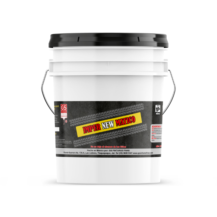 ImperNewMático impermeabilizante elastomérico con caucho reciclado en cubeta 19 litros – GS Pinturas Finas