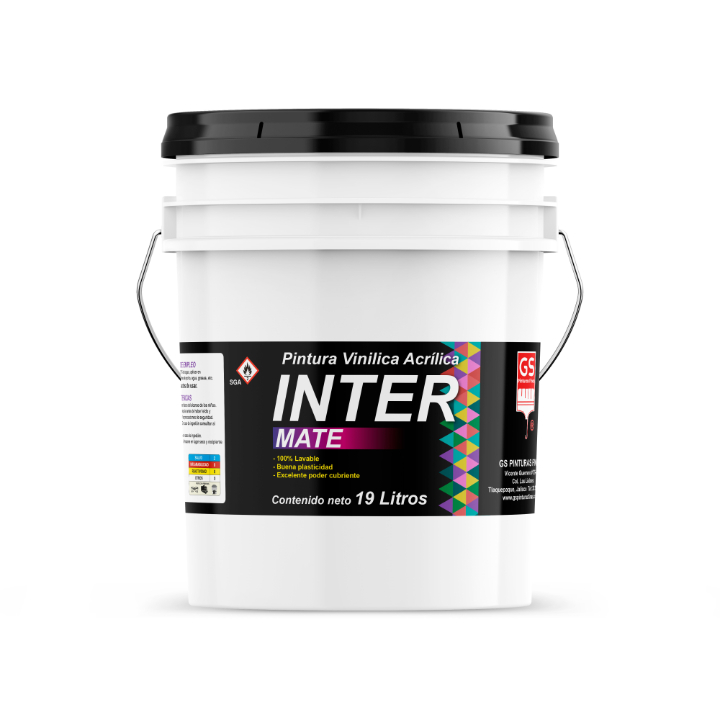 Inter pintura vinil acrílica semi mate en cubeta 19 litros – GS Pinturas Finas