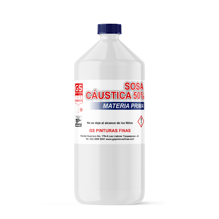 Sosa Cáustica 50% hidróxido de sodio envase 1 litro para ajuste de pH en pinturas – GS Pinturas Finas