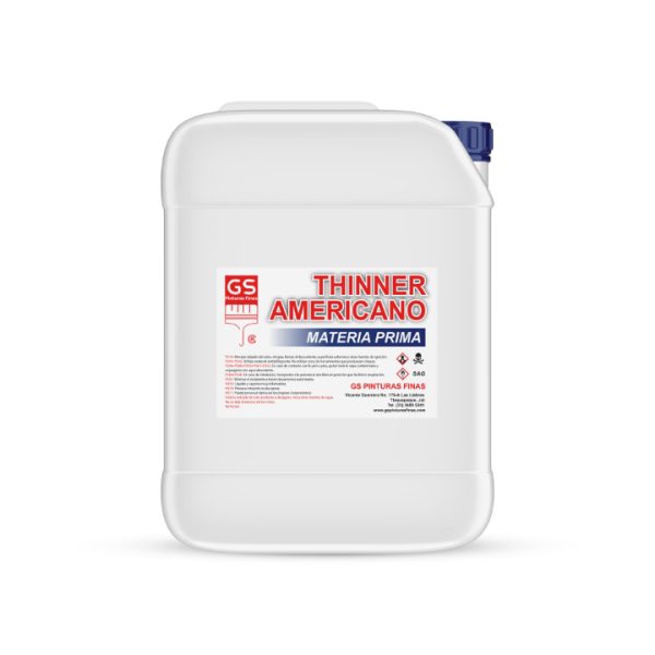 Thinner Americano solvente líquido alto poder de disolución en presentación 19 litros – GS Pinturas Finas
